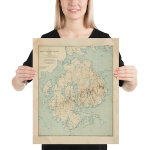 Old Mount Desert Island Karte (1901) Vintage MDI Maine Atlas Poster