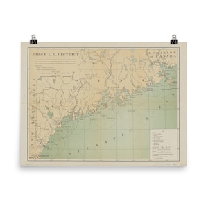 Old Maine Lighthouse Map (1898) Affiche vintage Coastal ME Chart