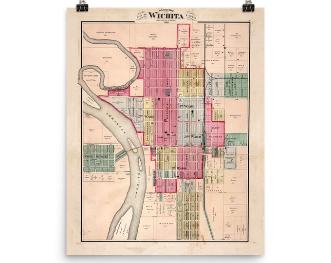 Old Dodge City KS Map 1887 Vintage Cowboy Capital of the Etsy