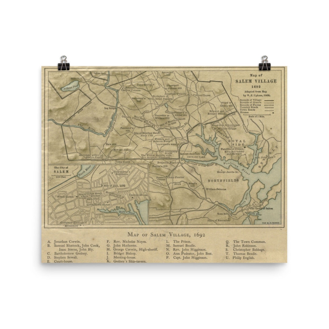 Old 1692 Salem MA Map (1866)