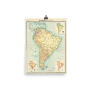 Old South America Map (1922) Vintage Latin America Atlas Poster image 3