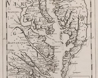 Old Chesapeake Bay Map (1681) Digital Download