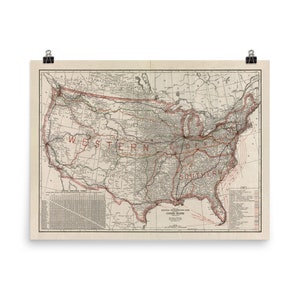 Complete US Railroad Map (1921) Old Railways of America Atlas Poster (en)