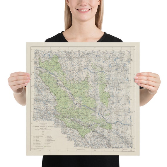 Lolo National Forest Map Old Cabinet National Forest Map 1937 Vintage Kaniksu | Etsy Australia