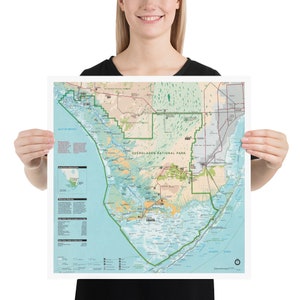 Everglades National Park Map (1996) Southern Florida Natural Reserve Atlas Poster