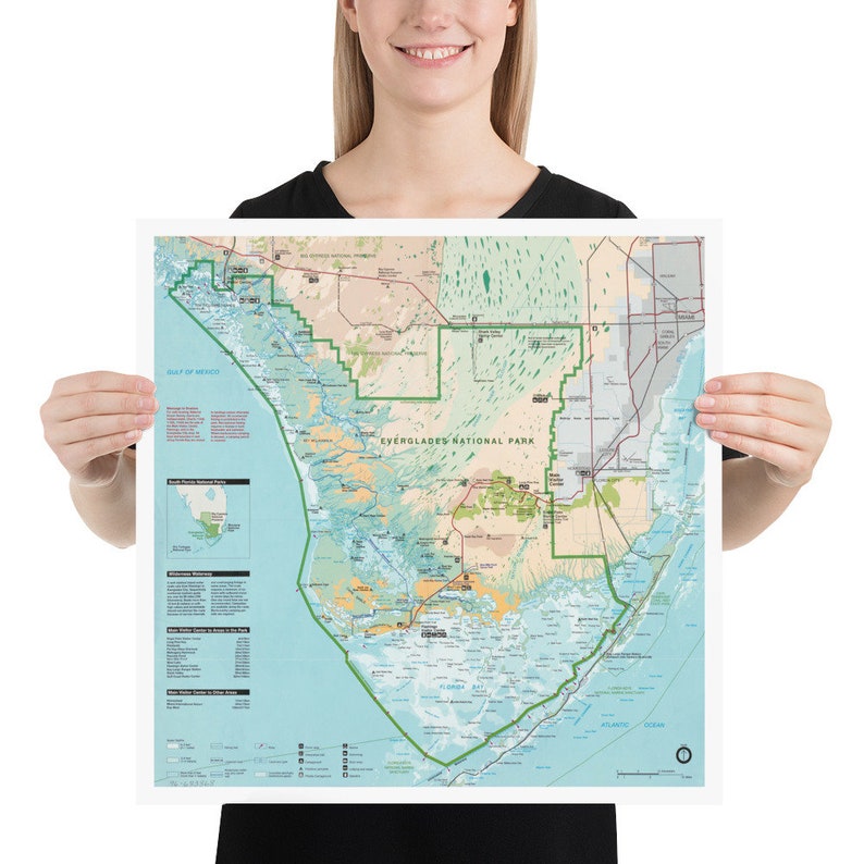 Carte du parc national des Everglades (1996) Southern Florida Natural Reserve Atlas Poster image 1