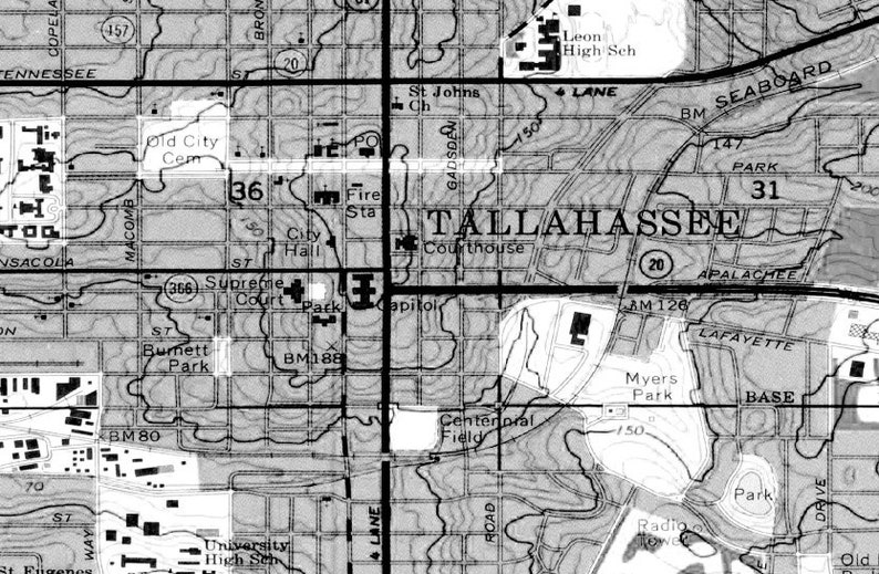 Old Tallahassee Fl Map 1970 Vintage - Il 794xN.2021973711 O31v 