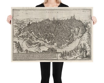 Old Toledo Spain Map (1623) Vintage Spanish Imperial City Atlas Poster