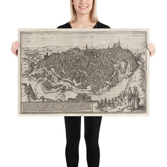 Old Toledo Spain Map (1623) Vintage Spanish Imperial City Atlas Poster