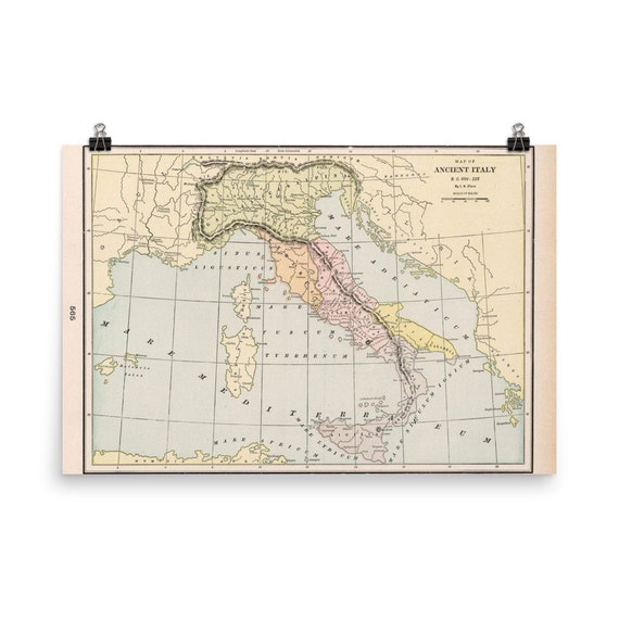 古代イタリア地図 (1901) ローマ帝国 紀元前800-222年 アトラス