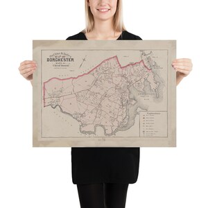 Old Dorchester MA Map (1884) Vintage Boston Massachusetts Neighborhood Atlas Poster