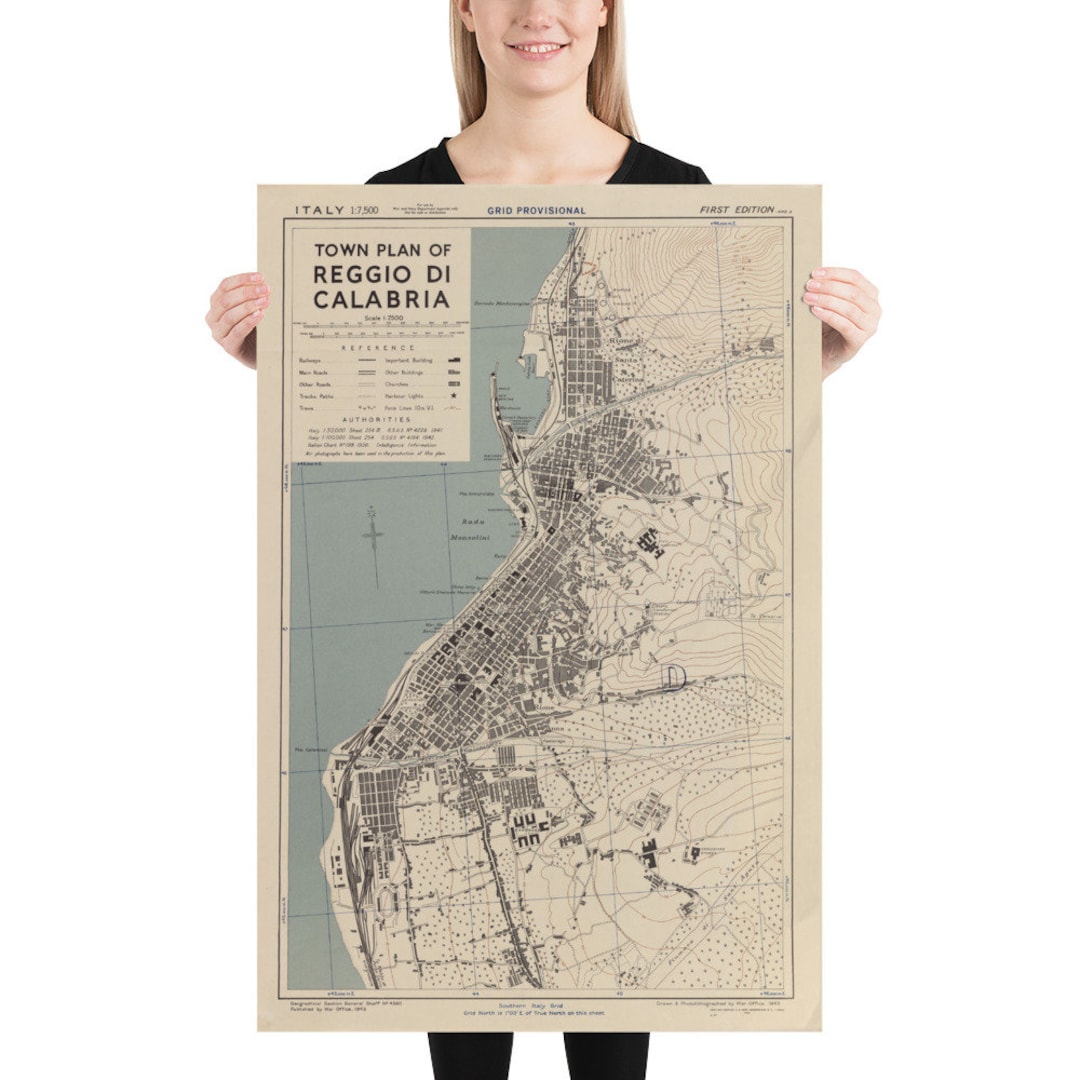 Old Reggio Calabria Italy Map (1943) Vintage Italian City Atlas Poster -  Etsy
