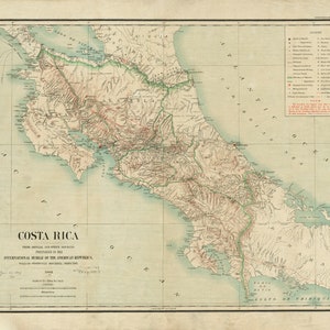 Mapa vintage de Costa Rica (1903) Antiguo atlas costarricense Descarga digital en PDF