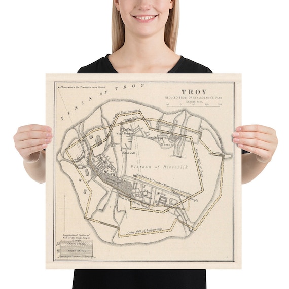 Ancient Troy City Map 1874 Vintage Trojan Civilization Atlas Poster - Etsy  Finland