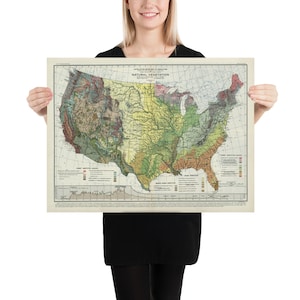 Alte US natürliche Vegetation Karte (1923) Vintage Vereinigte Staaten Ökosysteme Atlas Poster