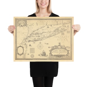 Alte Long Island NY Karte (1925) Vintage Nassau & Suffolk New York Atlas Poster