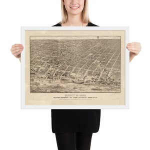 Old Quincy MA Map (1888) Vintage Massachusetts City of Presidents Atlas Framed poster