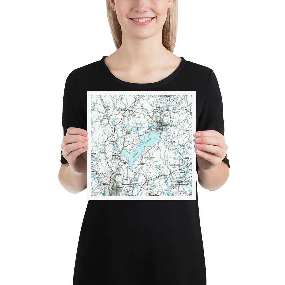 Wachusett Reservoir Map 1995 Massachusetts Lake Chart Poster Etsy UK
