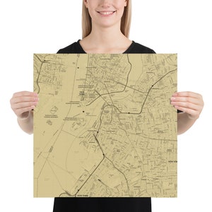 Mapa de Redhook, Lower Manhattan y Brooklyn NY (2016) Póster de Sepia
