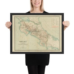 Mappa vintage della Costa Rica (1903) Vecchio atlante costaricano Poster incorniciato