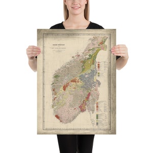 Old Norway Geology Map (1878) vintage Norweigan Geological Atlas Poster