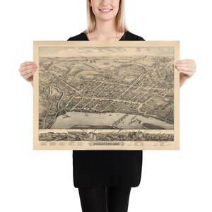 Alte Stadt Ct Karte (1877) Vintage Forest City Connecticut Atlas Poster