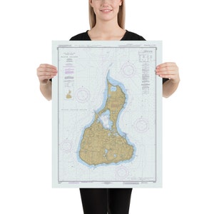 Mapa de Block Island RI (1996) Póster del Atlas de la Isla de las Tierras Exteriores de Rhode Island