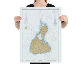 Block Island RI Map (1996) Rhode Island Outer Lands Isle Atlas Poster