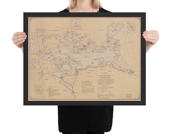 Vintage Lake Winnipesaukee Map (1906) Old New Hampshire Lakes Region Atlas Framed poster