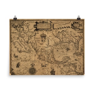 Mapa de Old Mexico (1600) Vintage Español Main Explorer Atlas Cartel