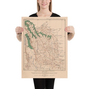 Alte Lewis und Clark National Forest Karte (1900) Vintage Montana Woodland Reserve Atlas Poster