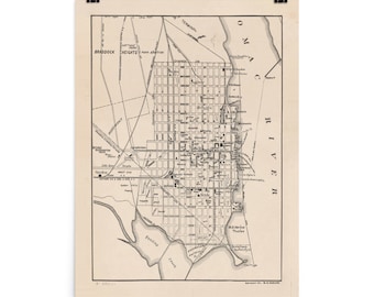 Old Town Alexandria Virginia Map (1911) Vintage City & Street Atlas Poster