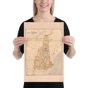 Old New Hampshire Map (1890) Vintage Live Free or Die State Atlas Poster image 6
