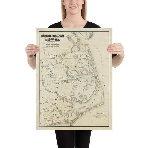 Old Outer Banks NC Map (1866) Vintage North Carolina Coast Atlas Poster