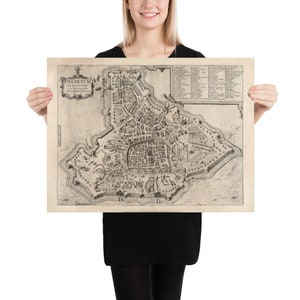 Old Padova Italia Mappa (1618) Vintage Padova City Atlas Poster