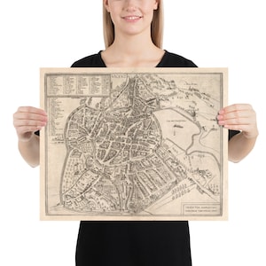 Alte Vicenza Italien Karte (1588) Vintage Vicensa Italia Stadt Atlas Poster