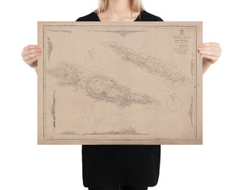 Old Faial, Sao Jorge & Pico Islands Map (1849) Vintage Azores Portugal Isles Chart Poster
