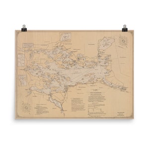 Poster Mapa de Winnipesaukee do lago vintage (1906) Atlas antigo da região dos lagos de New Hampshire