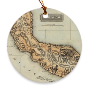 Alte Curaçao Insel Karte (1823) Vintage Karibik Atlas Ornamente