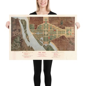 Oude Washington DC Kaart (1915) Vintage United States National Mall Atlas Poster
