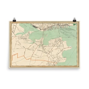 South Portland Maine Karte (1906) Old ME Harbor City Atlas Poster