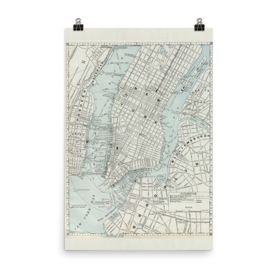 Old New York City Map Old New York City Map 1889 Vintage Nyc City & Street Atlas | Etsy Uk