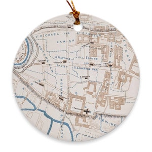 Antiguo mapa de Oxford Reino Unido (1871) Ornamentos vintage del Atlas de la ciudad de Oxfordshire Inglaterra