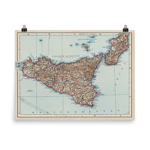 Old Sicily Italy Map (1900) Vintage Sicilian Atlas Poster