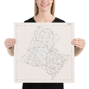 Old Loudoun County VA Karte (1981) Vintage Nord Virginia Region Atlas Poster