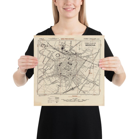 古いモデナ イタリア地図 (1943) ヴィンテージ モデナ イタリア シティ