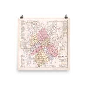 Alte Birmingham AL Karte (1903) Vintage Alabama City Atlas Poster