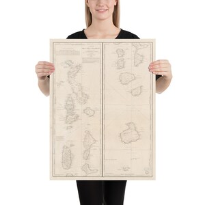 Alte Malediven Inseln Karte (1841) Vintage maledivischen Inseln Atlas Poster
