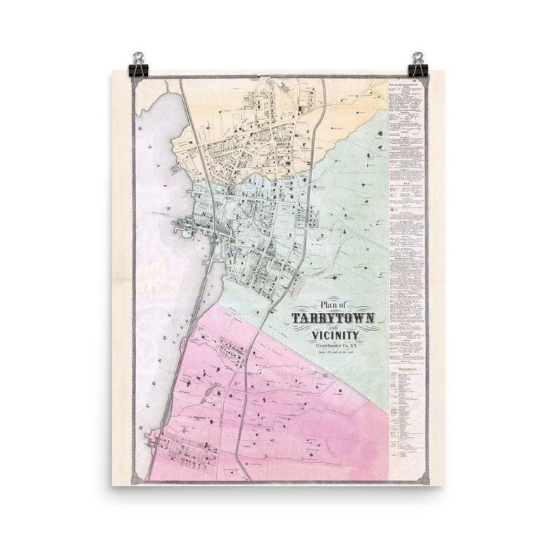 Tarrytown NY Map 1868 Old Sleepy Hollow Atlas Poster - Etsy