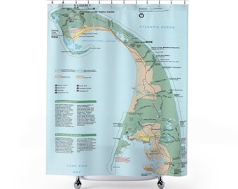 Cape Cod National Seashore Karte (1997) Massachusetts Strände Atlas Duschvorhänge